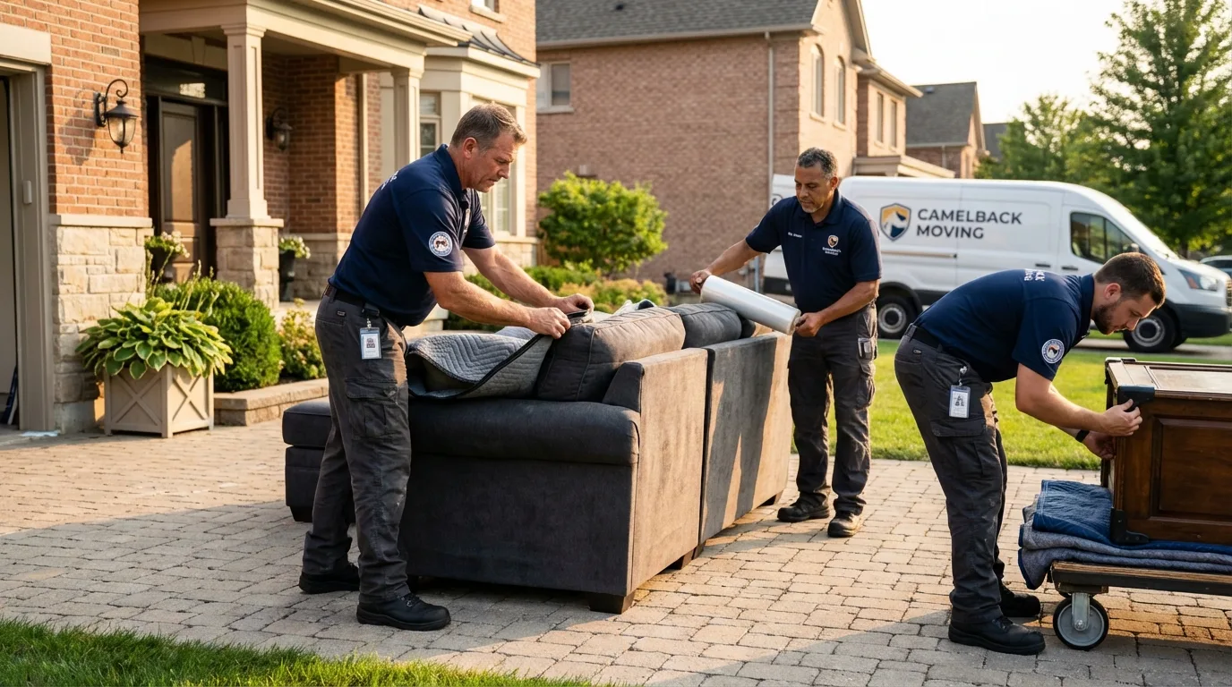 Large estate moving crew wrapping furniture in Stratford, NJ