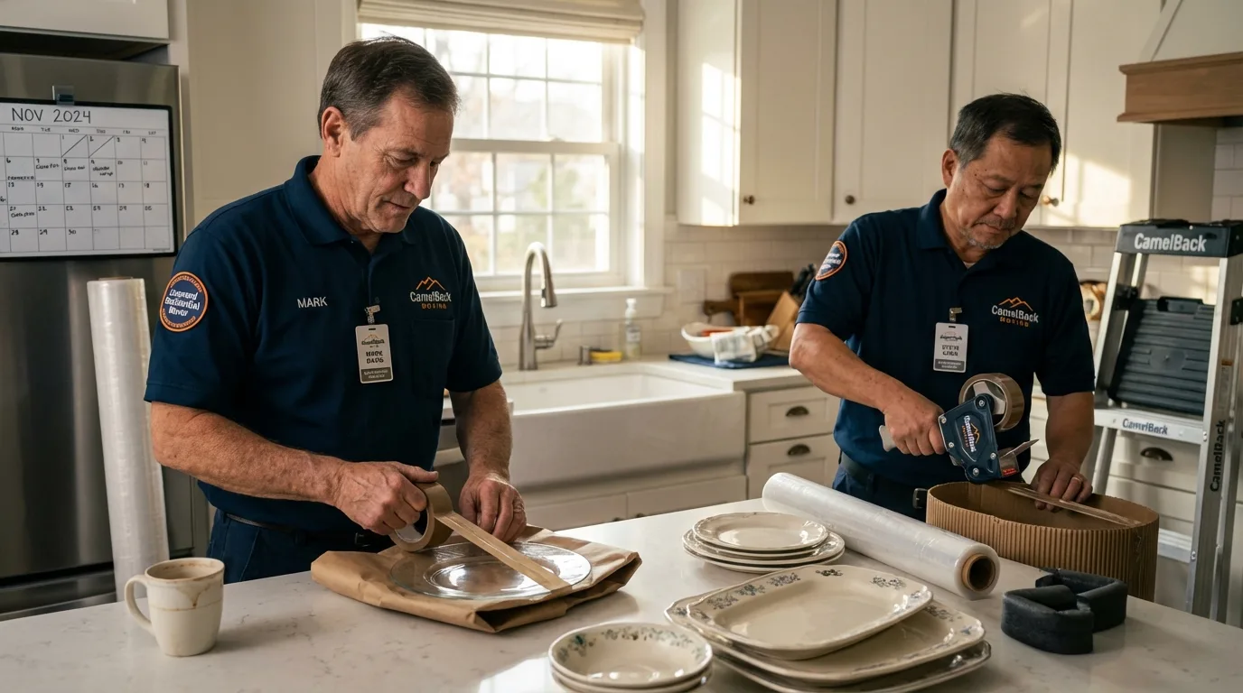 Professional crew packing kitchen dishware in Stratford, NJ